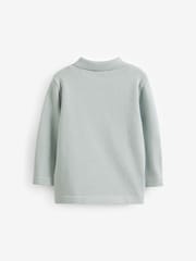 Minerals Blue Long Sleeve Zip Neck Textured Polo Shirt (3mths-7yrs) - Image 6 of 7