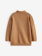 Neutral Cable Knit Smart Long Sleeve Polo Shirt (3mths-7yrs) - Image 7 of 8
