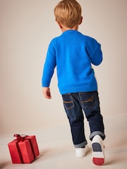 Cobalt Blue Santa Dinosaur Knitted Christmas Jumper (3mths-7yrs) - Image 3 of 7