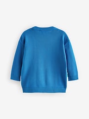 Cobalt Blue Santa Dinosaur Knitted Christmas Jumper (3mths-7yrs) - Image 6 of 7