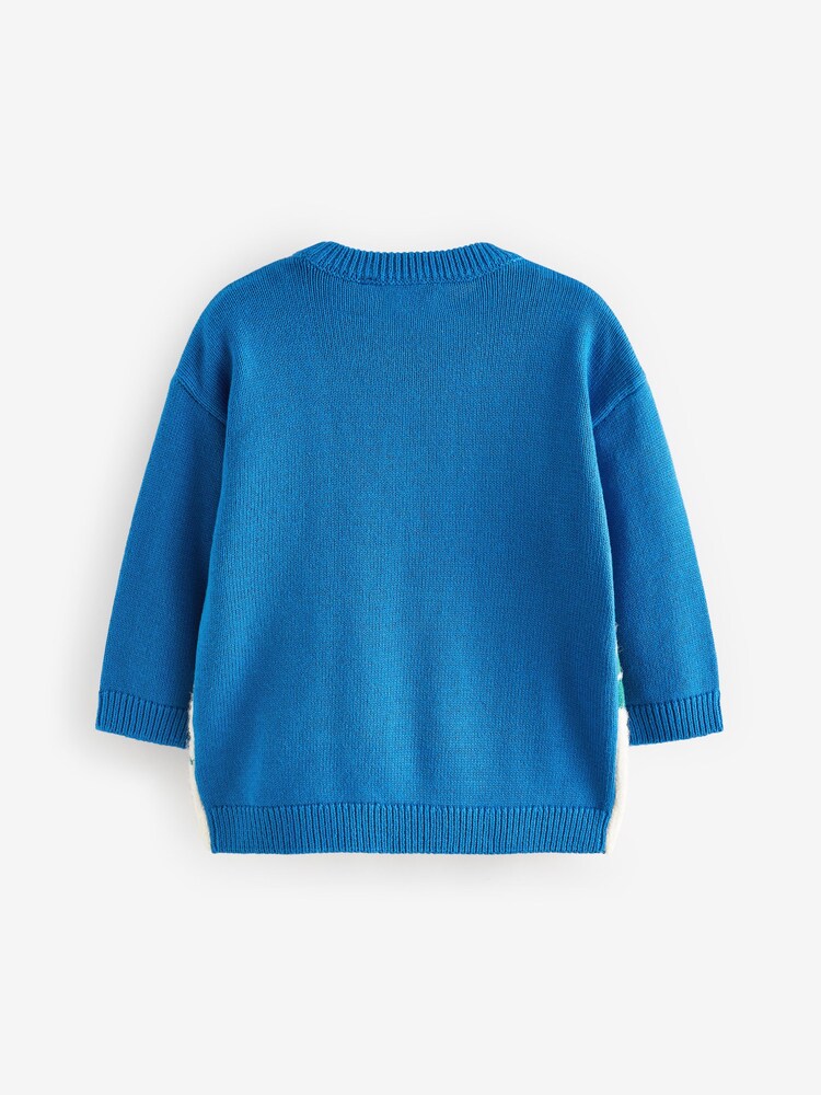 Cobalt Blue Santa Dinosaur Knitted Christmas Jumper (3mths-7yrs) - Image 6 of 7