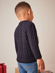 Navy Blue Santa Knitted Christmas Jumper (3mths-7yrs) - Image 3 of 7
