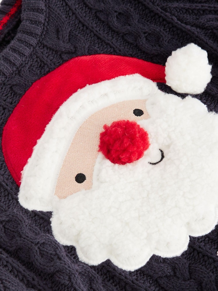 Navy Blue Santa Knitted Christmas Jumper (3mths-7yrs) - Image 7 of 7