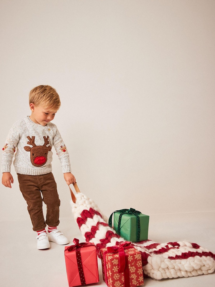 Grey Reindeer Knitted Christmas Jumper (3mths-7yrs) - Image 2 of 7