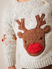 Grey Reindeer Knitted Christmas Jumper (3mths-7yrs) - Image 4 of 7