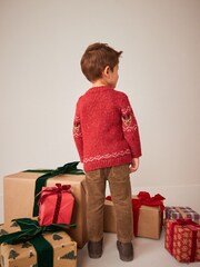 Red Reindeer Knitted Christmas Jumper (3mths-7yrs) - Image 3 of 7
