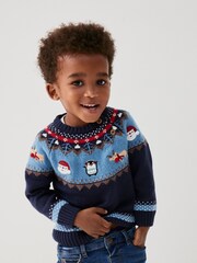 Blue Fairisle Pattern Knitted Christmas Jumper (3mths-7yrs) - Image 3 of 8
