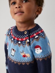 Blue Fairisle Pattern Knitted Christmas Jumper (3mths-7yrs) - Image 4 of 8