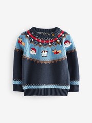 Blue Fairisle Pattern Knitted Christmas Jumper (3mths-7yrs) - Image 5 of 8