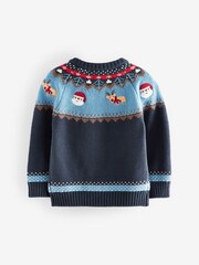 Blue Fairisle Pattern Knitted Christmas Jumper (3mths-7yrs) - Image 6 of 8