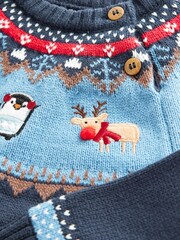Blue Fairisle Pattern Knitted Christmas Jumper (3mths-7yrs) - Image 7 of 8