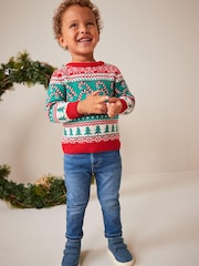 Red/Green Candy Cane Fairisle Pattern Knitted Christmas Jumper (3mths-7yrs) - Image 2 of 7