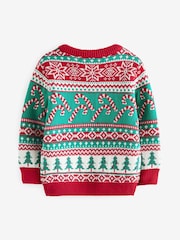 Red/Green Candy Cane Fairisle Pattern Knitted Christmas Jumper (3mths-7yrs) - Image 6 of 7