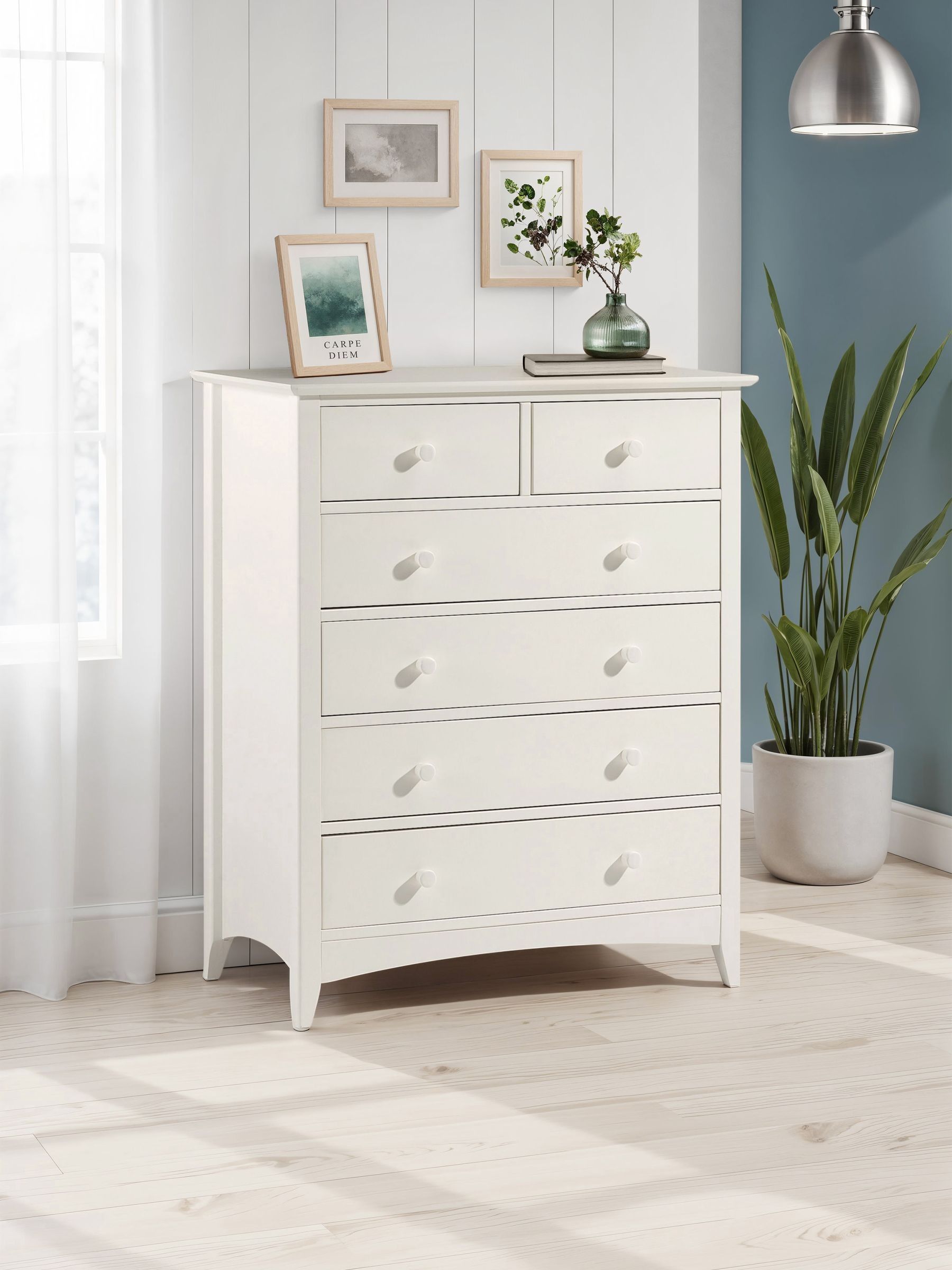 Julian Bowen Cameo 6 Drawer Chest of Drawers - Solid Pine - White - Image 3