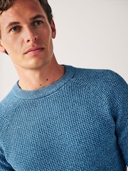 Blue Regular Knitted Textured Jumper - Image 1 of 8
