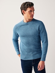 Blue Regular Knitted Textured Jumper - Image 5 of 8