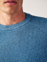 Blue Regular Knitted Textured Jumper - Image 6 of 8