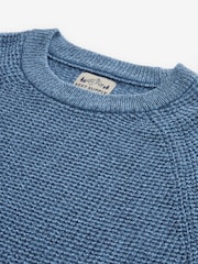 Blue Regular Knitted Textured Jumper - Image 8 of 8