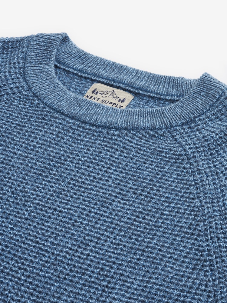 Blue Regular Knitted Textured Jumper - Image 8 of 8