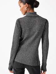 Black Sparkle Ribbed Roll Neck Jumper - Image 3 of 6