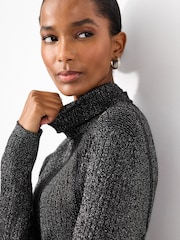 Black Sparkle Ribbed Roll Neck Jumper - Image 4 of 6