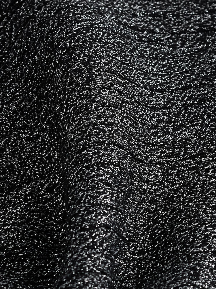 Black Sparkle Ribbed Roll Neck Jumper - Image 6 of 6