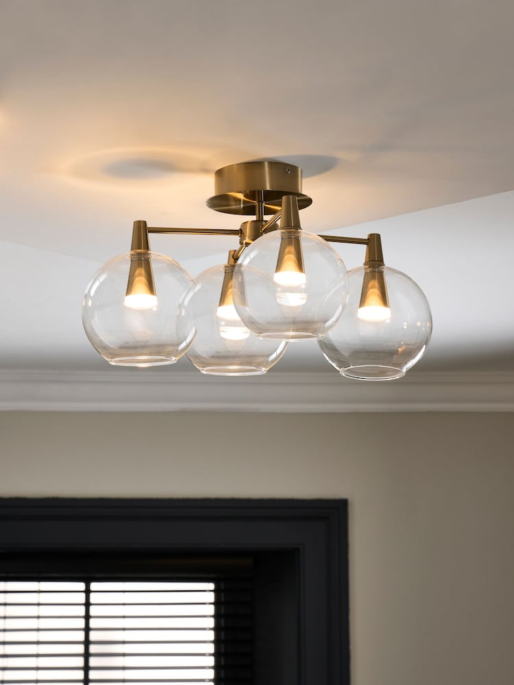 Brass Elara 4 Light Flush Fitting Ceiling Light - Image 1 of 7