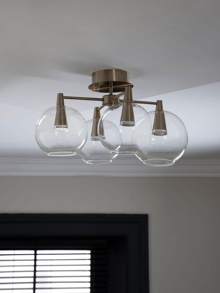 Brass Elara 4 Light Flush Fitting Ceiling Light - Image 2 of 7 Brass Elara 4 Light Flush Fitting Ceiling Light - Image 2 of 7