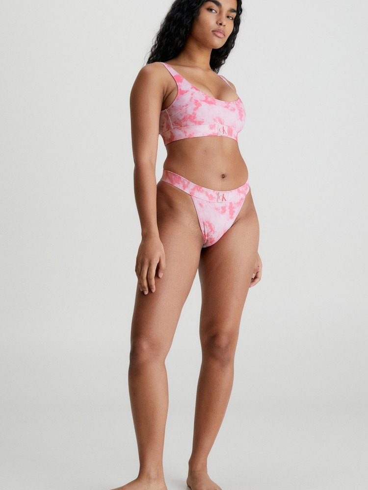 Calvin Klein Pink Authentic Printed Bralette Bikini Top - Image 2 of 4
