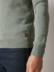 Sage Green Regular Cotton Premium Zip Neck Jumper - Image 5 of 7
