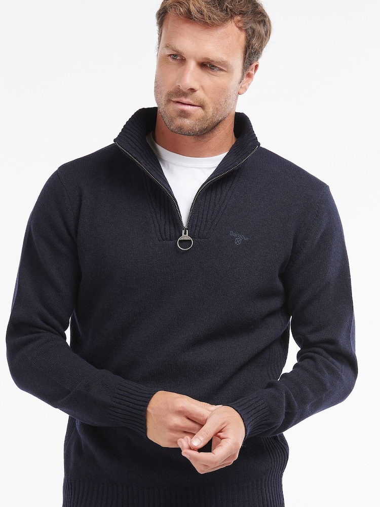 Barbour® Navy Essential Half Zip Wool Jumper - Image 1 of 5