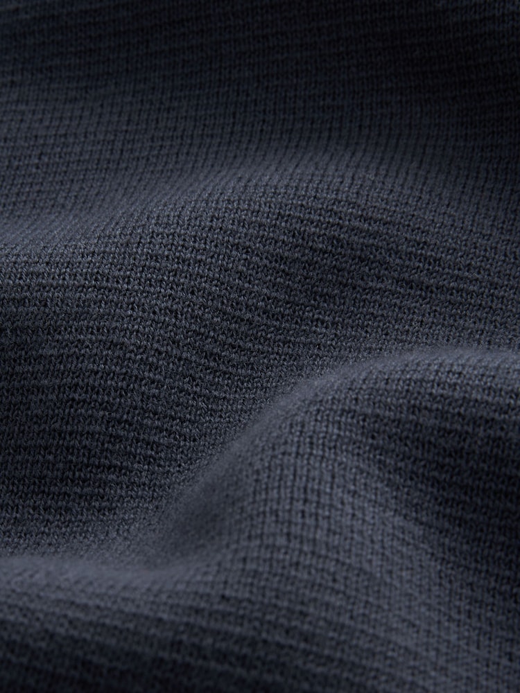 Navy Blue Zip Neck Knitted Premium Regular Fit Jumper - Image 6 of 6