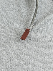 Light Grey/Neutral Plain Regular Fit 100% Cotton Premium Quarter Zip Jumper - Image 7 of 7