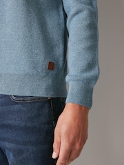 Jasnoniebieski - Regularny - Sweter premium o regularnym kroju z krótkim zamkiem, 100% bawełny - Image 5 of 8