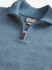Jasnoniebieski - Regularny - Sweter premium o regularnym kroju z krótkim zamkiem, 100% bawełny - Image 7 of 8