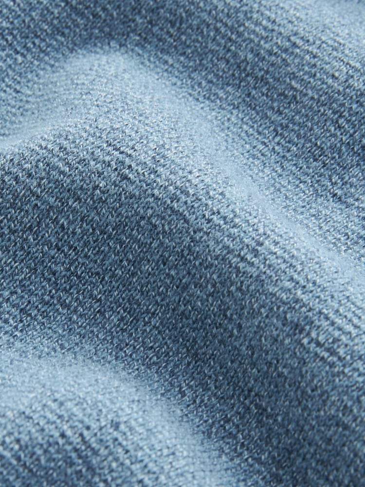 Jasnoniebieski - Regularny - Sweter premium o regularnym kroju z krótkim zamkiem, 100% bawełny - Image 8 of 8