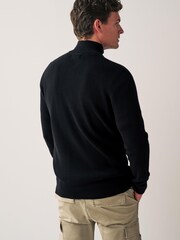 Black Regular Cotton Premium Zip Neck Jumper - Image 3 of 7