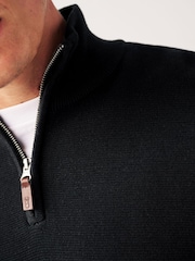 Black Regular Cotton Premium Zip Neck Jumper - Image 4 of 7