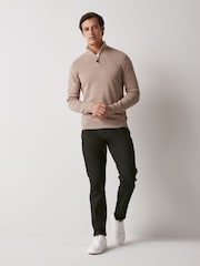 Neutral Zip Neck Knitted Premium Regular Fit Jumper - Image 2 of 7