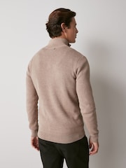 Neutral Zip Neck Knitted Premium Regular Fit Jumper - Image 3 of 7