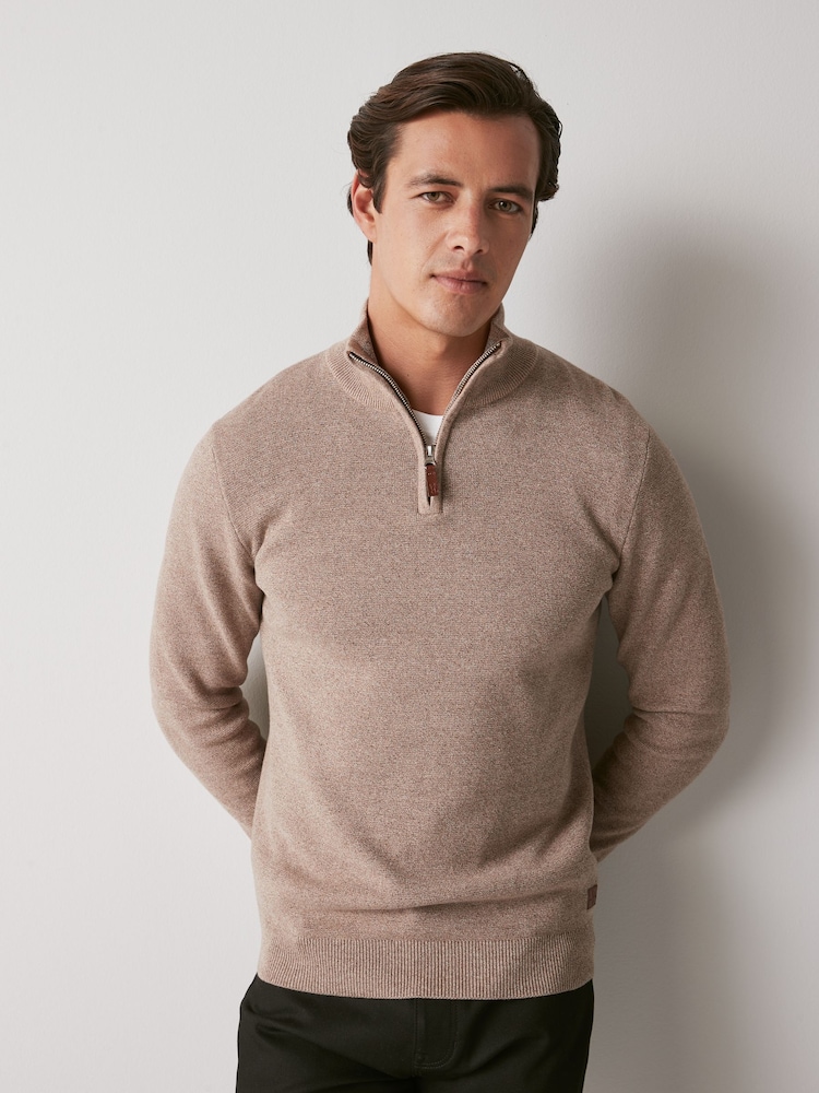 Neutraal - Half met rits - Regular fit 100% katoenen premium trui met korte rits - Image 4 of 7