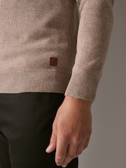 Neutral Zip Neck Knitted Premium Regular Fit Jumper - Image 5 of 7
