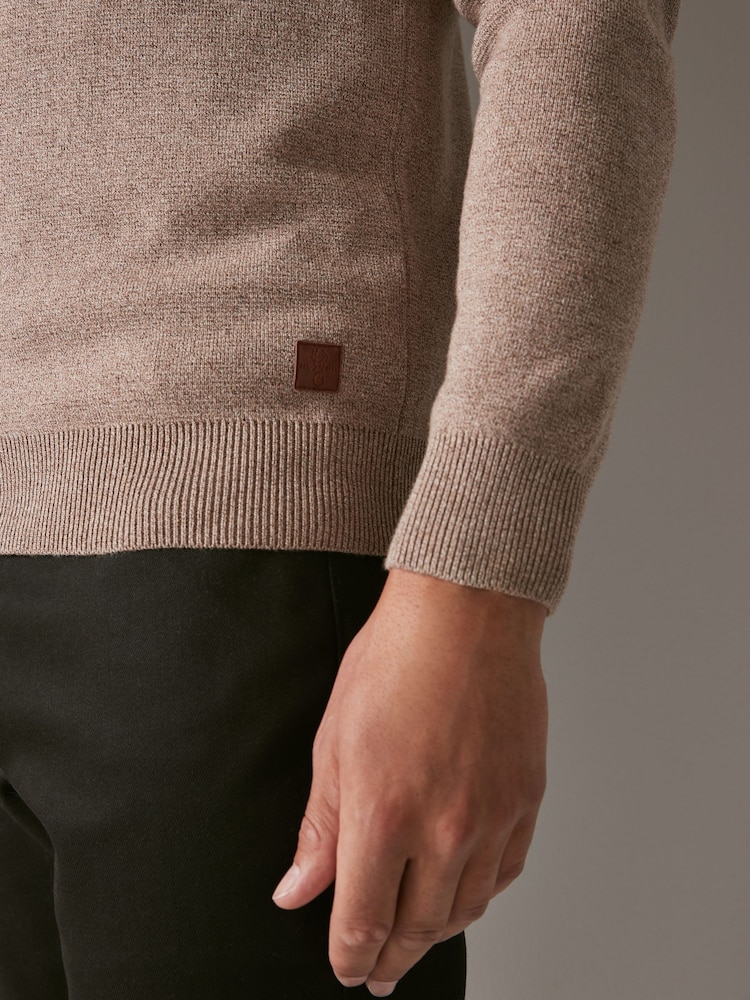 Neutraal - Half met rits - Regular fit 100% katoenen premium trui met korte rits - Image 5 of 7