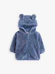 Navy Cosy Teddy Borg Fleece Bear Baby Jacket (0-18mths) - Image 4 of 6