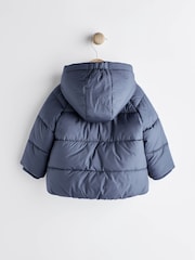 Navy Blue Hooded Baby Puffer Jacket (0mths-2yrs) - Image 2 of 7