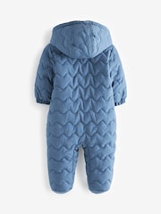 Navy Blue Quilted Fleece Lined Baby All-In-One Pramsuit (0-18mths) - Image 2 of 2