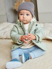 Sage Green Hooded Baby Puffer Jacket (0mths-2yrs) - Image 2 of 10