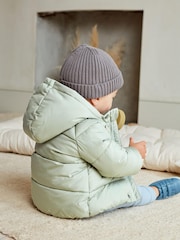 Sage Green Hooded Baby Puffer Jacket (0mths-2yrs) - Image 3 of 10