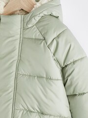 Sage Green Hooded Baby Puffer Jacket (0mths-2yrs) - Image 6 of 10
