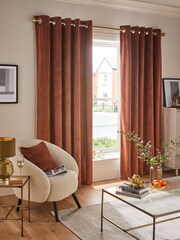 Cinnamon Brown Matte Velvet Eyelet Curtains - Image 1 of 6